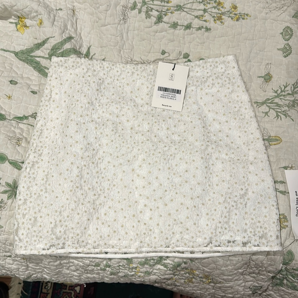 Reformation White Floral Skirt